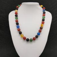 Natural Gemstone Necklace, Round, polished, for woman, mixed colors, 10mm, Approx 50PCs/Strand, Sold Per Approx 19.7 Inch Strand