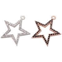 Cubic Zirconia Micro Pave Brass Pendant, Star, plated, DIY & micro pave cubic zirconia & hollow, more colors for choice, 20x2x21mm, 10PCs/Lot, Sold By Lot