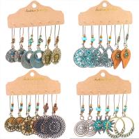 Tibetan Style Earring Set, earring, with turquoise, plated, three pieces & fashion jewelry & different styles for choice & for woman, more colors for choice, nickel, lead & cadmium free, Sold By Set