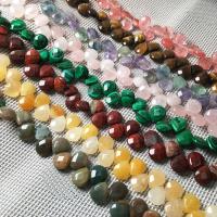 Mixed Gemstone Beads, Teardrop, natural & DIY & different materials for choice & faceted, more colors for choice, 10x12x5mm, 30PCs/Strand, Sold Per Approx 7.9 Inch Strand