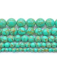 Türkis Perlen, rund, poliert, DIY & verschiedene Größen vorhanden, grün, verkauft von Strang