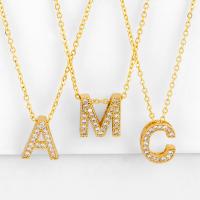 Cubic Zircon Micro Pave Brass Necklace Alphabet Letter 18K gold plated letters are from A to Z & micro pave cubic zirconia golden nickel lead & cadmium free Sold Per Approx 17.7 Inch Strand