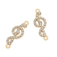 Zinc Alloy Connector Music Note gold color plated with rhinestone Approx 1mm Sold By Bag