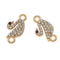 Tibetan Style Connector, Duck, gold color plated, with rhinestone, 19x11x3mm, Hole:Approx 1.5mm, 100PCs/Bag, Sold By Bag