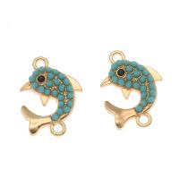 Zinc Alloy Connector Dolphin gold color plated green Approx 1.5mm Sold By Bag