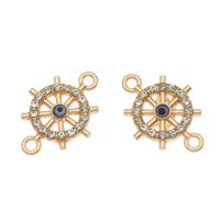 Tibetan Style Connector, Anchor, gold color plated, with rhinestone, 20x15x3mm, Hole:Approx 1.5mm, 100PCs/Bag, Sold By Bag