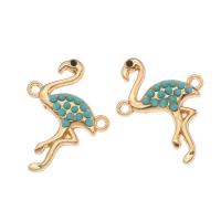 Tibetan Style Connector, Bird, gold color plated, green, 27x20x4mm, 100PCs/Bag, Sold By Bag