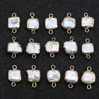 Freshwater Pearl Connector Square gold color plated random style & DIY white 10-12mm Sold By PC