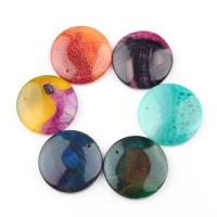 Gemstone Pendants Jewelry, Round, Random Color, 38x38x7mm, Hole:Approx 2mm, 10PCs/Bag, Sold By Bag