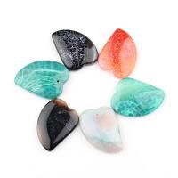Gemstone Pendants Jewelry, Random Color, 32x44x7mm, Hole:Approx 2mm, 10PCs/Bag, Sold By Bag