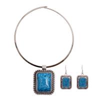 Tibetan Style Jewelry Sets, earring & necklace, with Glass Gemstone, plated, fashion jewelry & for woman, more colors for choice, nickel, lead & cadmium free, P=45+5CM, Sold By Set