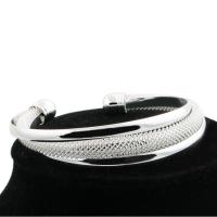 Brass Bracelet & Bangle plated fashion jewelry & for woman silver color nickel lead & cadmium free Sold By PC