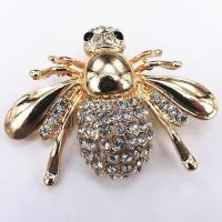 Tibetan Style Brooches, Bee, plated, with rhinestone, more colors for choice, nickel, lead & cadmium free, 45x30mm, Sold By PC
