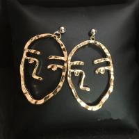 Tibetan Style Drop Earrings, Face, plated, hollow, more colors for choice, nickel, lead & cadmium free, 45x30mm, Sold By Pair