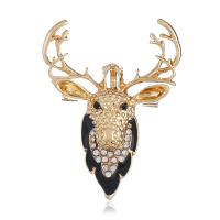 Tibetan Style Brooches, Deer, plated, enamel & with rhinestone, more colors for choice, 34x45mm, Sold Per Approx 21.6 Inch Strand
