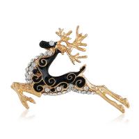 Zinc Alloy Brooches Deer plated enamel & with rhinestone Sold Per Approx 21.6 Inch Strand