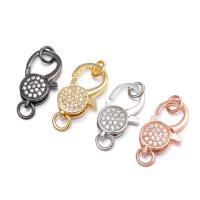 Brass Lobster Clasp, with Cubic Zirconia, fashion jewelry, more colors for choice, Sold By PC