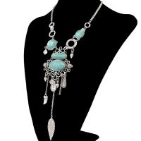 Tibetan Style Jewelry Necklace, with turquoise, plated, fashion jewelry & for woman & hollow, more colors for choice, nickel, lead & cadmium free, 70x195mm, Sold Per 7.90 Inch Strand