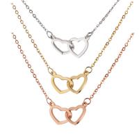 Stainless Steel Jewelry Necklace, Heart, plated, cross chain & mirror effect, more colors for choice, 12x20mm, Sold Per Approx 18.8 Inch Strand