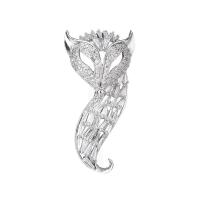 Fashion Brooch Jewelry Brass Fox platinum plated Unisex & micro pave cubic zirconia nickel lead & cadmium free Sold By PC