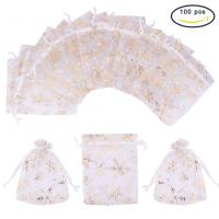 Jewelry Pouches Bags, Organza, printing, white, 120x100mm, 100PCs/Bag, Sold By Bag