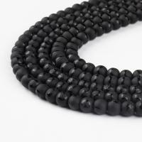 Natürliche schwarze Achat Perlen, rund, schwarz, 4x4x4mm, 48/Strang, verkauft von Strang
