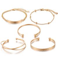 Zinc Alloy Bracelet gold color plated 5 pieces & for woman nickel lead & cadmium free 45mm Sold By Set