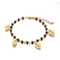 Zinc Alloy Anklet with Seedbead & Trumpet Shell gold color plated Unisex black nickel lead & cadmium free 15mm Sold Per Approx 7.5 Inch Strand