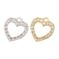 Cubic Zirconia Micro Pave Brass Pendant, Heart, plated, DIY & micro pave cubic zirconia & hollow, more colors for choice, 12x2x13mm, Hole:Approx 1.2mm, 20PCs/Lot, Sold By Lot