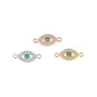 Cubic Zirconia Micro Pave Brass Connector, Evil Eye, plated, micro pave cubic zirconia & 1/2 loop, more colors for choice, nickel, lead & cadmium free, 16x7x2mm, Hole:Approx 2mm, 10PCs/Bag, Sold By Bag