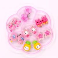 Resin Earring Clip, for children & different styles for choice, more colors for choice, 1.8cm, 7Pairs/Box, Sold By Box