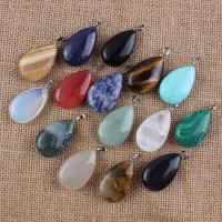 Gemstone Pendants Jewelry, with Brass, Teardrop, electrolyzation, Unisex, more colors for choice, 38x24x11mm, Sold By PC