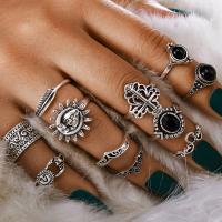 Tibetan Style Ring Set, silver color plated, eleven pieces & for woman, nickel, lead & cadmium free, 10mm,20mm,15mm, US Ring Size:7-10.5, 11PCs/Set, Sold By Set