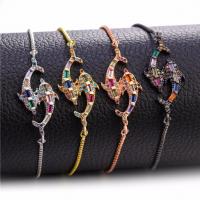 Bracelet cubique en laiton zircon pavent, avec zircon cubique, bijoux de mode & pour femme, plus de couleurs à choisir, 33x14mm, Vendu par PC