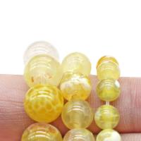 Natural Crackle Agate Beads, polished, DIY & different size for choice, yellow, Sold By Strand
