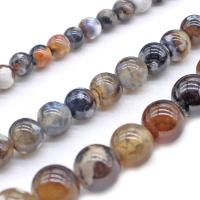 Natural Dragon Veins Agate Beads polished DIY coffee color Sold By Strand