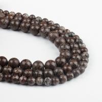 Sneeuwvlok Obsidiaan Beads, Ronde, henna, 63/Strand, Verkocht door Strand