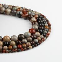 Perles agates, agate océan, Rond, brun, 98/brin, Vendu par brin