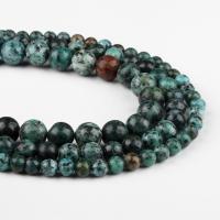 Gefärbter Granit Perle, rund, grün, 63/Strang, verkauft von Strang