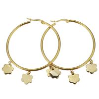Stainless Steel Hoop Earring, Flower, plated, fashion jewelry & for woman, 47x50mm,9x10mm, Sold By Pair