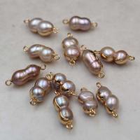 Freshwater Pearl Findings, Peanut, gilding, random style & Baroque style & natural & DIY, purple, 10PCs/Bag, Sold By Bag