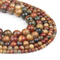 Gemstone Jewelry Beads, Red Pine, Round, brown, 4x4x4mm, 98PC/Strand, Sold By Strand
