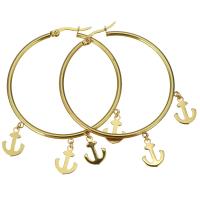 Stainless Steel Hoop Earring, plated, fashion jewelry & for woman, 47x50mm,9x12mm, Sold By Pair