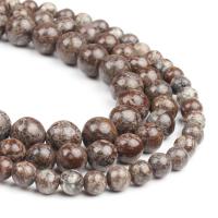 Natural Snowflake Obsidian Beads, Round, polished, brown, 63PC/Strand, Sold By Strand