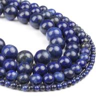 Natural Lapis Lazuli Beads, Round, polished, dark blue, 98/Strand, Sold By Strand