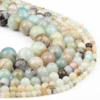 Perles amazonite, Rond, poli, couleurs mélangées, 98PC/brin, Vendu par brin