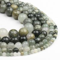 Perles bijoux en pierres gemmes, Green Grass Stone, Rond, poli, vert foncé, 98PC/brin, Vendu par brin