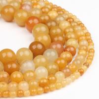 Natural Aventurine Beads, Yellow Aventurine, Round, polished, yellow, 98PC/Strand, Sold By Strand
