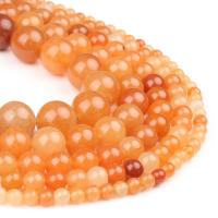 Natural Aventurine Beads, Red Aventurine, Round, polished, deep orange, 98PC/Strand, Sold By Strand