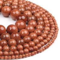 Goldstein Perlen, Goldsand, rund, poliert, rot, 4x4x4mm, 98PC/Strang, verkauft von Strang